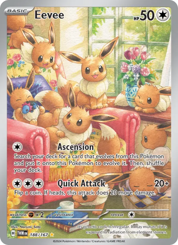 Eevee Illustration rare Pokemon card #188 from Twilight Masquerade
