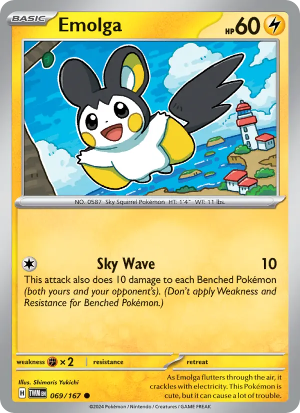 Emolga Common Pokemon card #069 from Twilight Masquerade