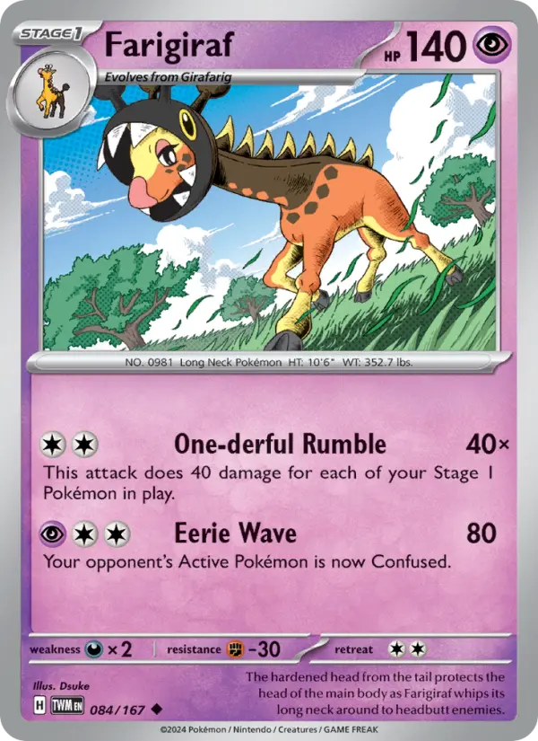 Farigiraf Pokemon card artwork