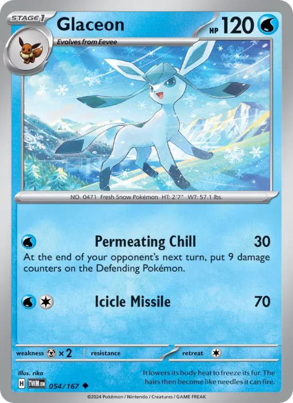 Glaceon Uncommon Pokemon card #054 from Twilight Masquerade