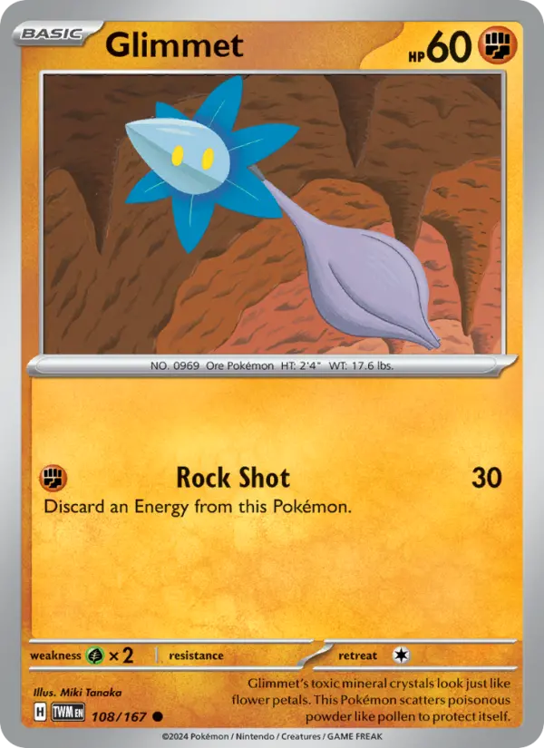 Glimmet Common Pokemon card #108 from Twilight Masquerade