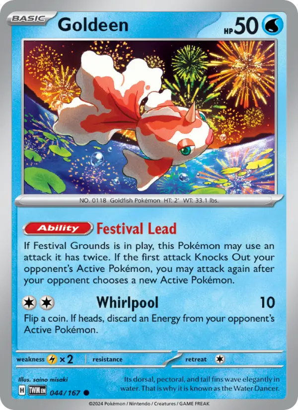 Goldeen Common Pokemon card #044 from Twilight Masquerade