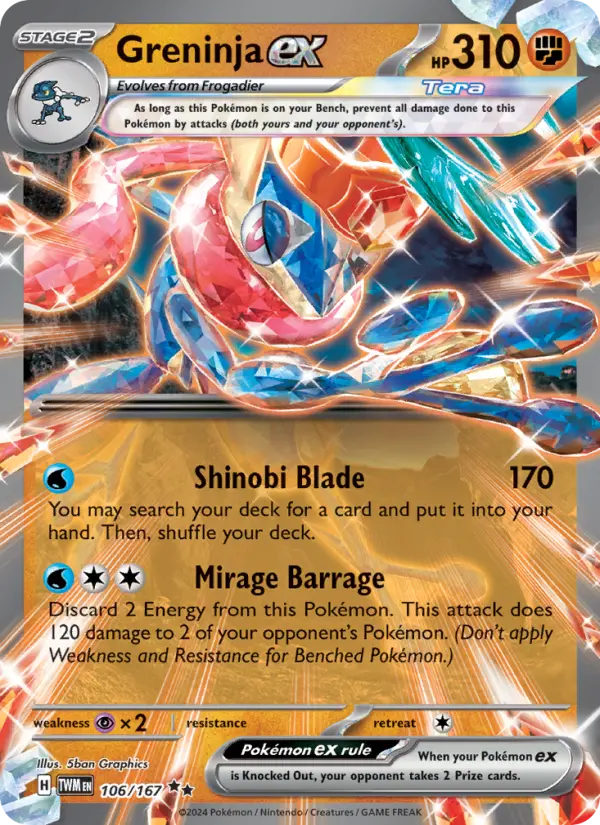 Greninja ex Double rare Pokemon card #106 from Twilight Masquerade