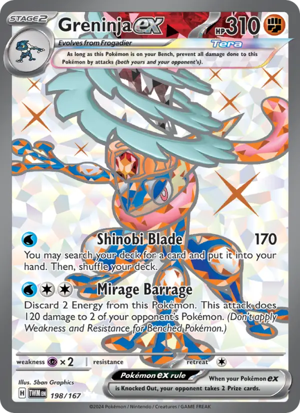 Greninja ex Ultra Rare Pokemon card #198 from Twilight Masquerade