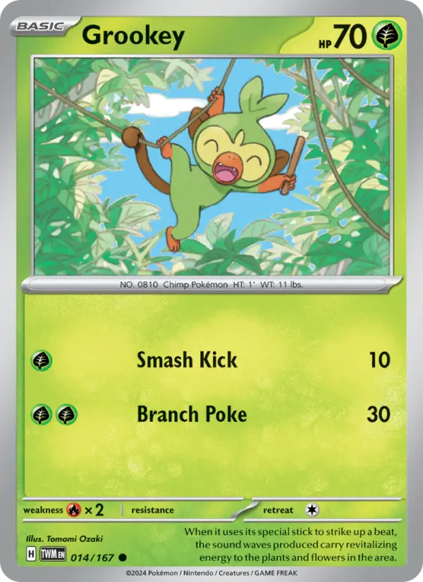 Grookey Common Pokemon card #014 from Twilight Masquerade