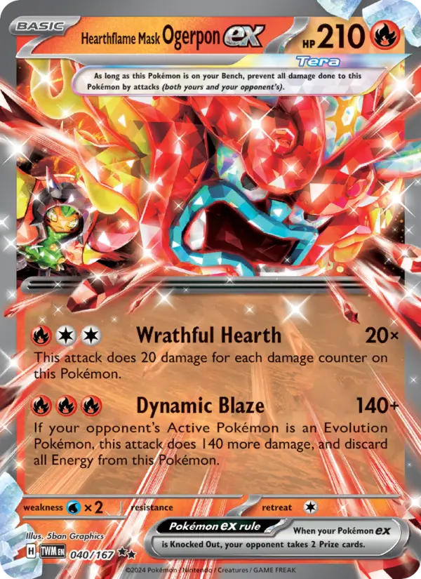 Hearthflame Mask Ogerpon ex Double rare Pokemon card #040 from Twilight Masquerade