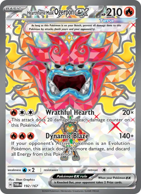 Hearthflame Mask Ogerpon ex Ultra Rare Pokemon card #192 from Twilight Masquerade