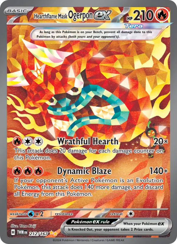 Hearthflame Mask Ogerpon ex Special illustration rare Pokemon card #212 from Twilight Masquerade