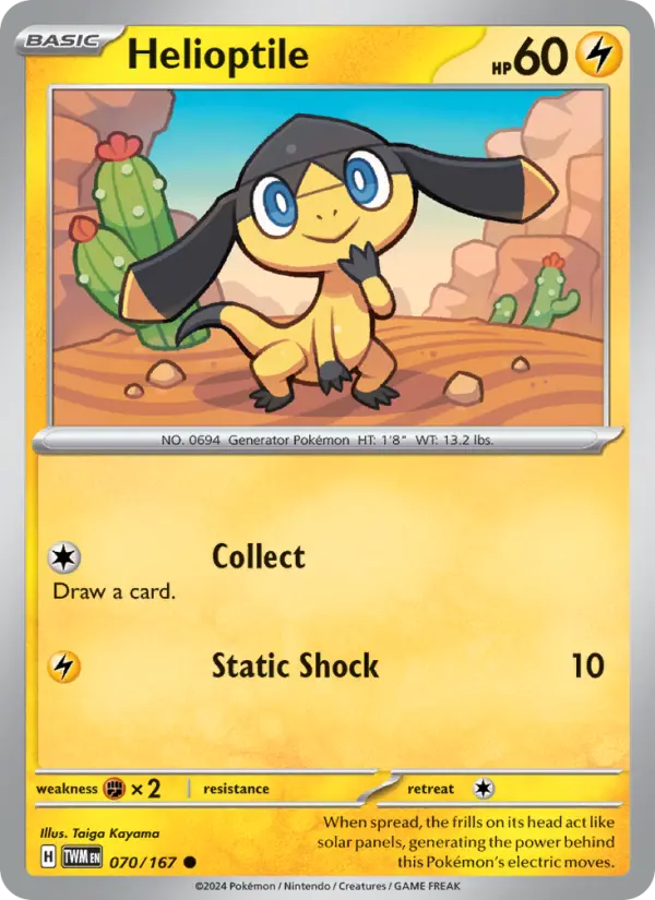 Helioptile Common Pokemon card #070 from Twilight Masquerade