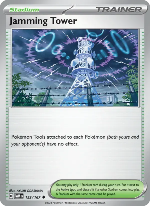 Jamming Tower Uncommon Pokemon card #153 from Twilight Masquerade