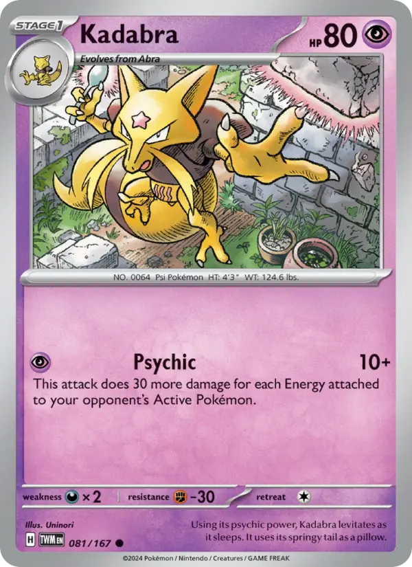 Kadabra Common Pokemon card #081 from Twilight Masquerade