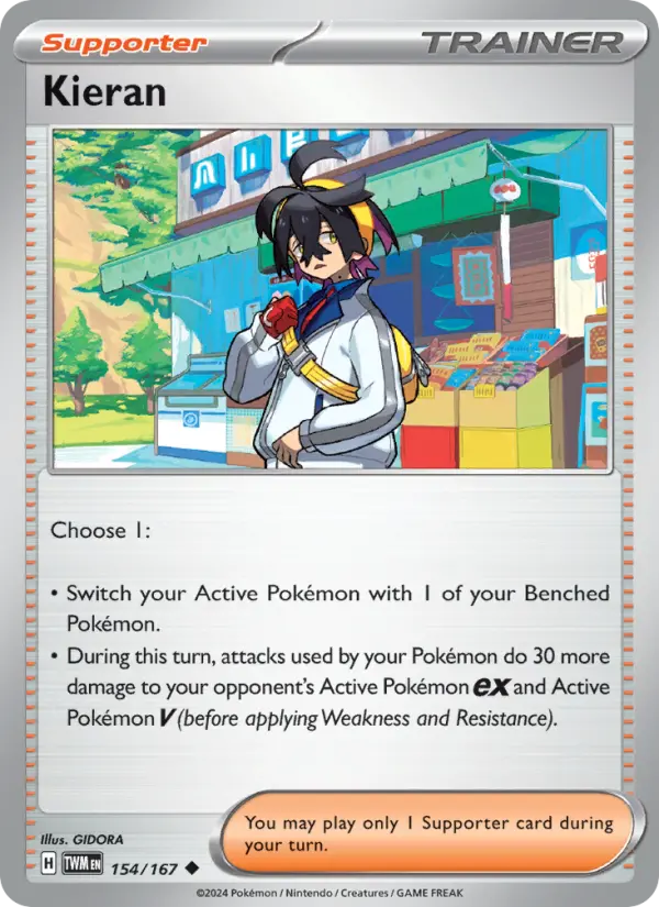 Kieran Uncommon Pokemon card #154 from Twilight Masquerade