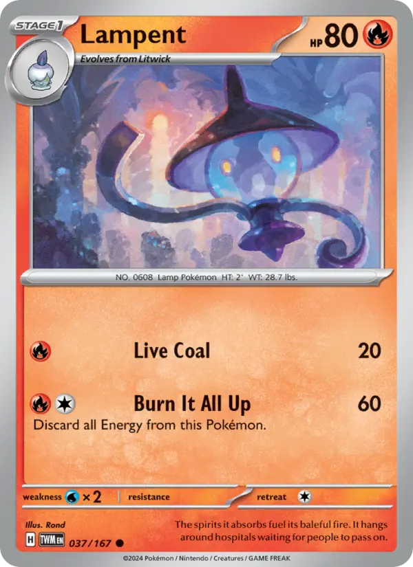 Lampent Common Pokemon card #037 from Twilight Masquerade