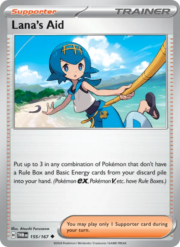 Lana's Aid Uncommon Pokemon card #155 from Twilight Masquerade