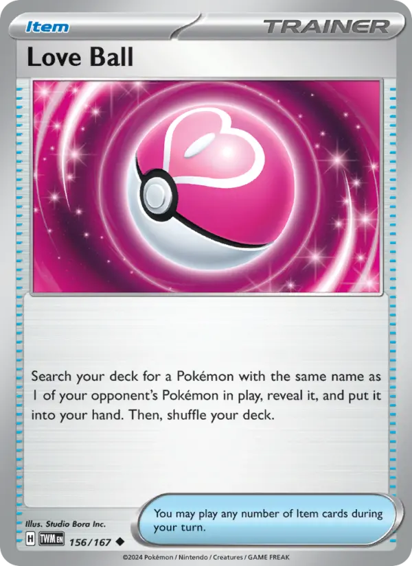 Love Ball Uncommon Pokemon card #156 from Twilight Masquerade