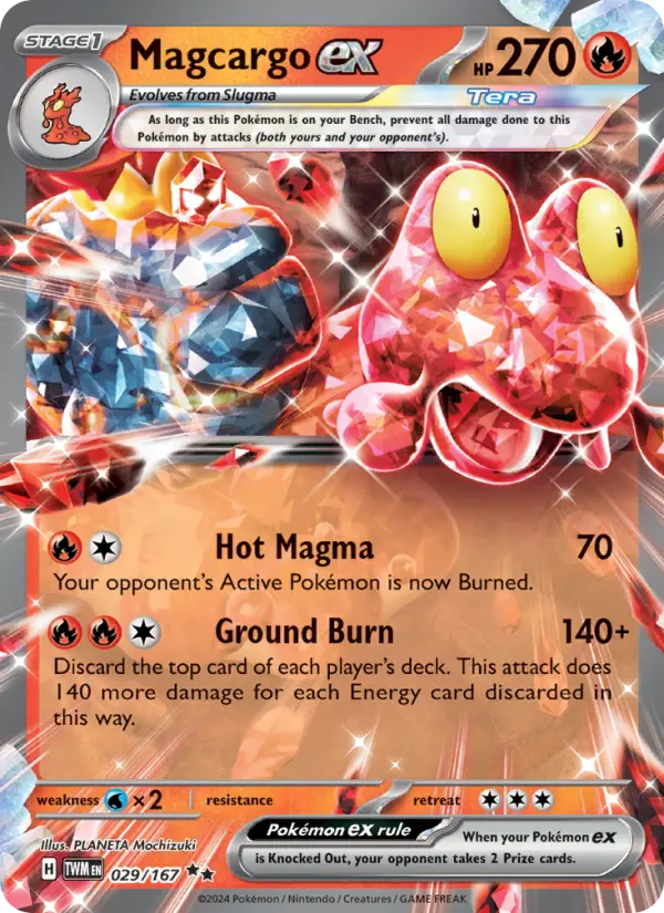 Magcargo ex Double rare Pokemon card #029 from Twilight Masquerade