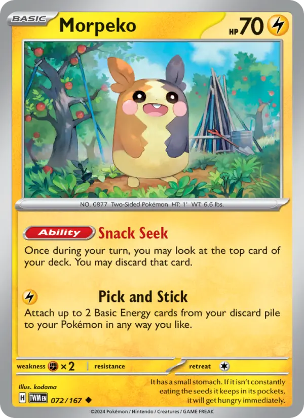 Morpeko Uncommon Pokemon card #072 from Twilight Masquerade