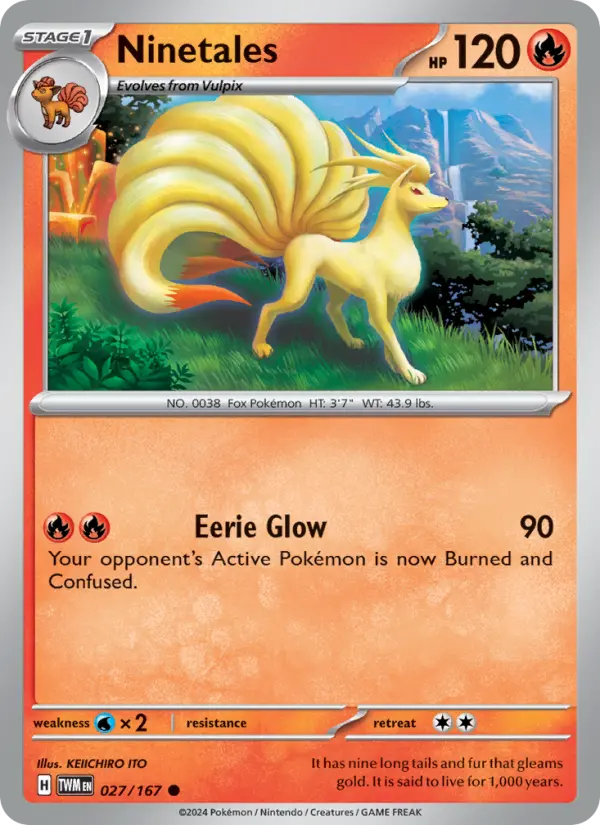 Ninetales Common Pokemon card #027 from Twilight Masquerade