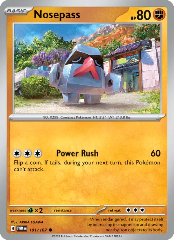 Nosepass Common Pokemon card #101 from Twilight Masquerade