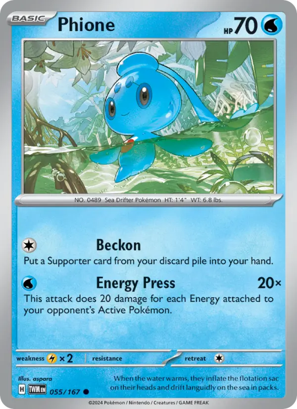 Phione Common Pokemon card #055 from Twilight Masquerade