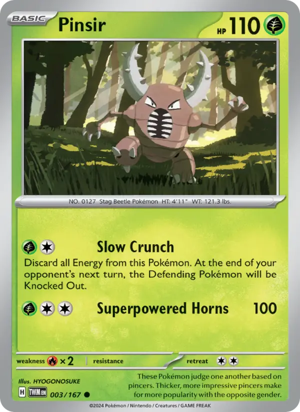 Pinsir Common Pokemon card #003 from Twilight Masquerade