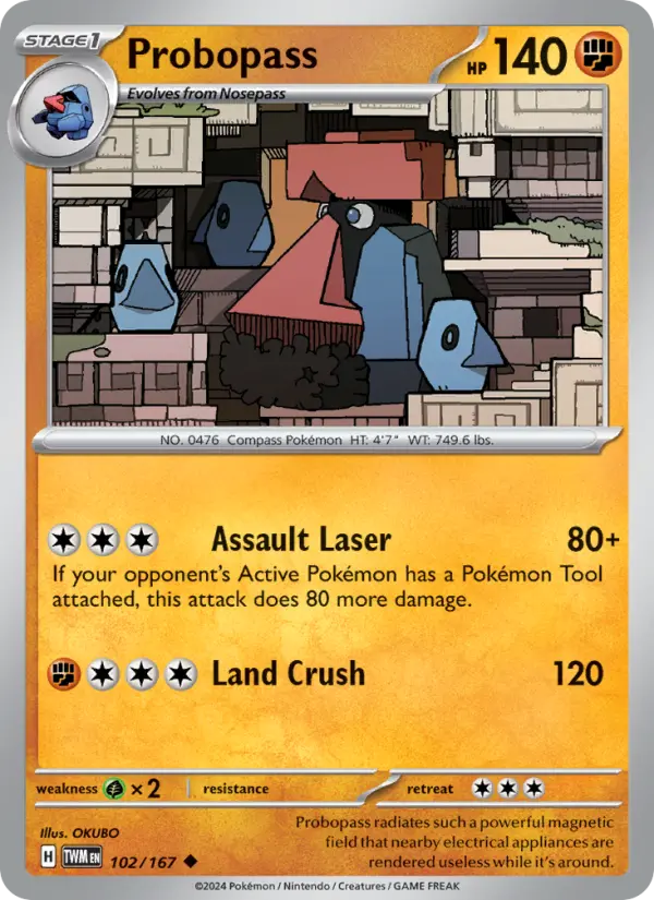 Probopass Uncommon Pokemon card #102 from Twilight Masquerade