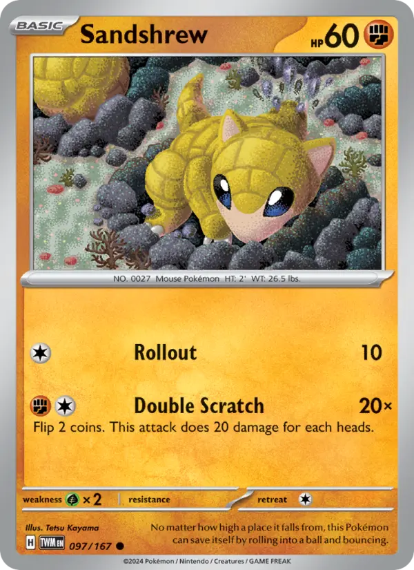 Sandshrew Common Pokemon card #097 from Twilight Masquerade