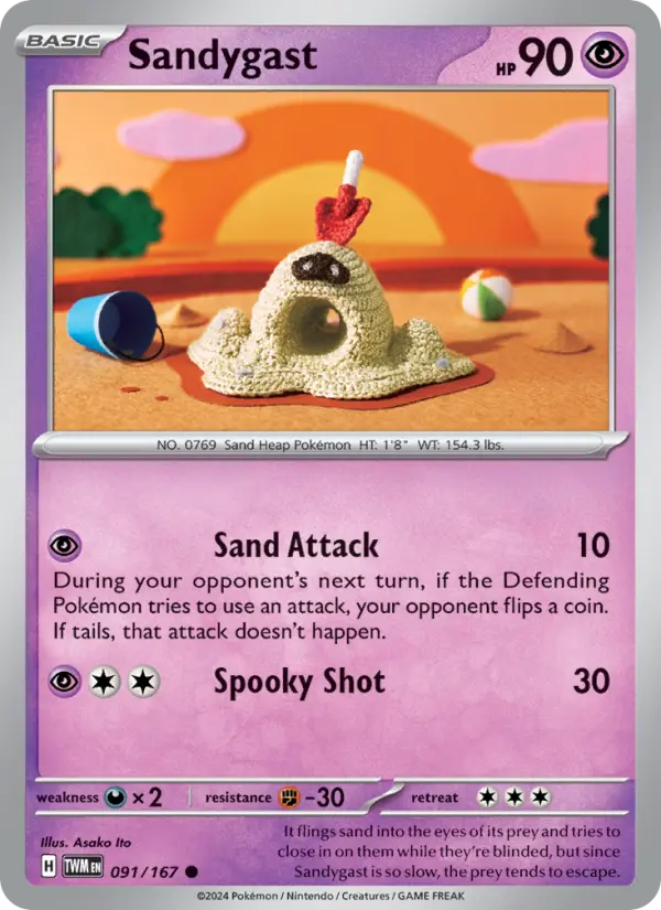 Sandygast Common Pokemon card #091 from Twilight Masquerade