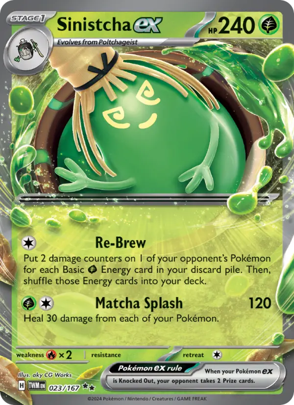 Sinistcha ex Double rare Pokemon card #023 from Twilight Masquerade