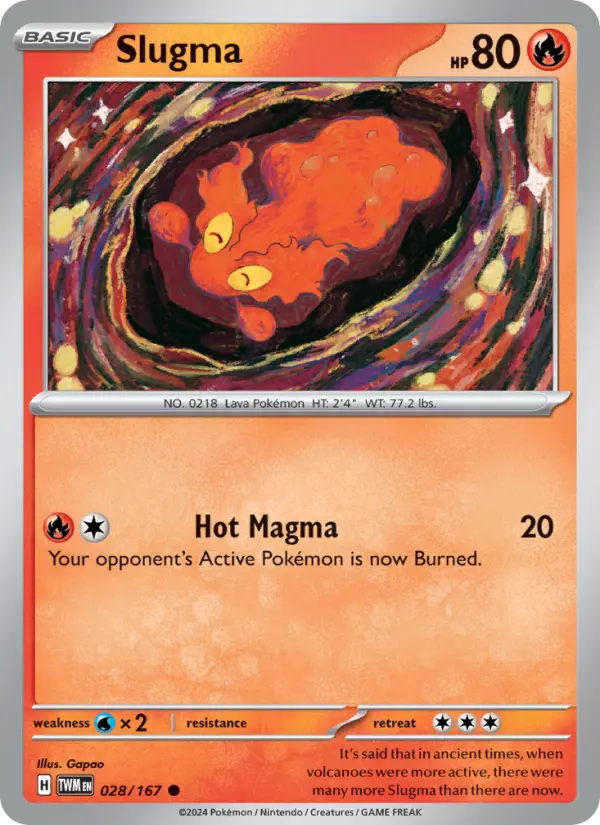 Slugma Common Pokemon card #028 from Twilight Masquerade
