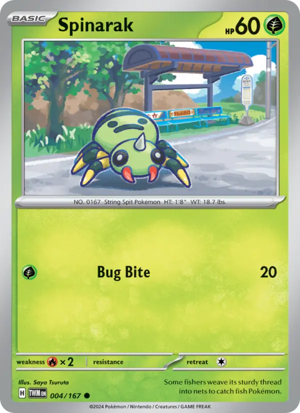 Spinarak Common Pokemon card #004 from Twilight Masquerade