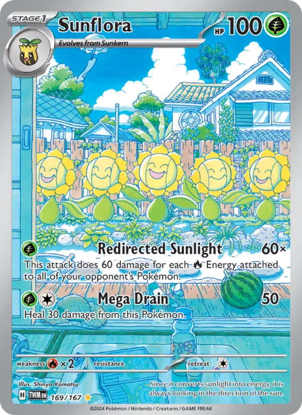 Sunflora Illustration rare Pokemon card #169 from Twilight Masquerade
