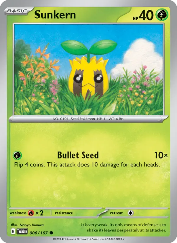 Sunkern Common Pokemon card #006 from Twilight Masquerade