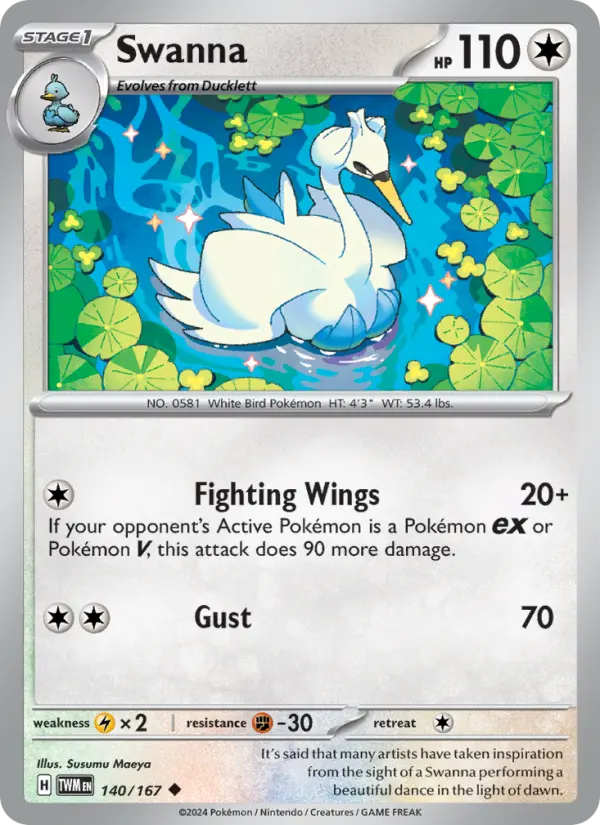 Swanna Uncommon Pokemon card #140 from Twilight Masquerade