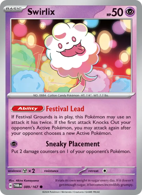 Swirlix Common Pokemon card #089 from Twilight Masquerade
