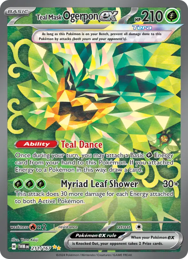 Teal Mask Ogerpon ex Special illustration rare Pokemon card #211 from Twilight Masquerade
