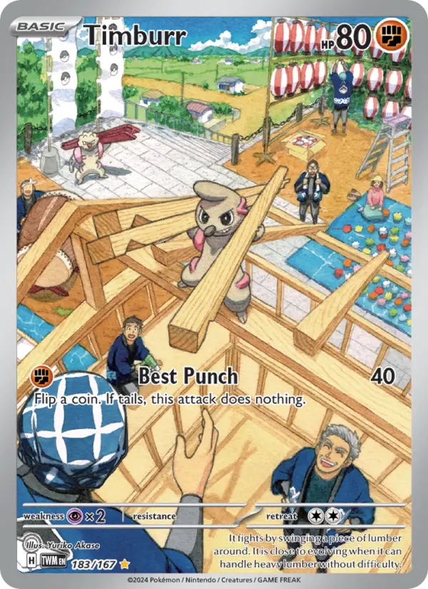 Timburr Illustration rare Pokemon card #183 from Twilight Masquerade