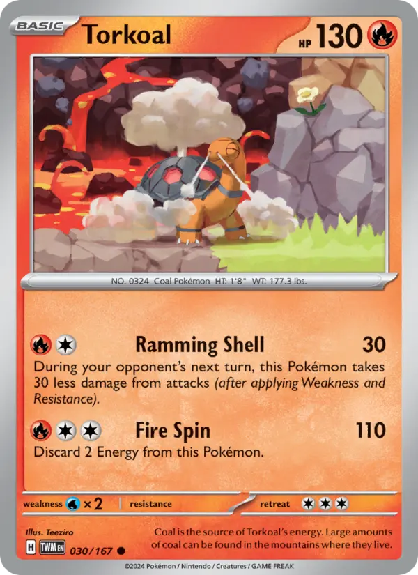 Torkoal Common Pokemon card #030 from Twilight Masquerade