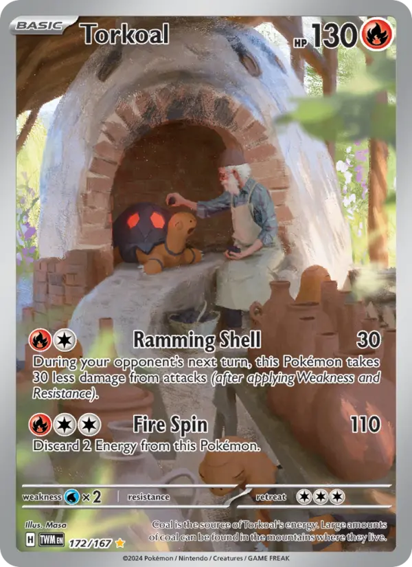 Torkoal Illustration rare Pokemon card #172 from Twilight Masquerade