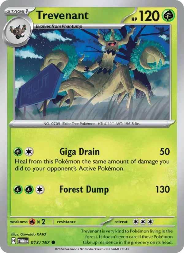 Trevenant Common Pokemon card #013 from Twilight Masquerade