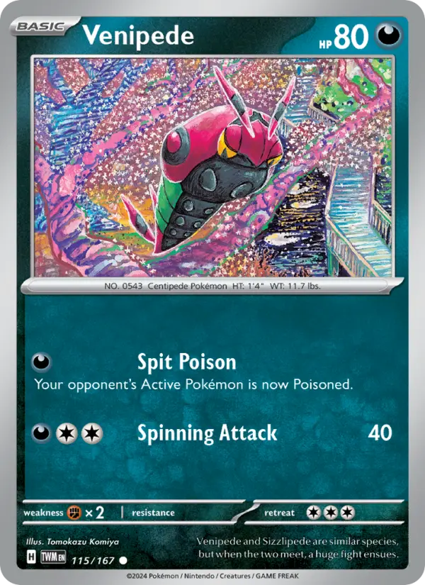 Venipede Common Pokemon card #115 from Twilight Masquerade
