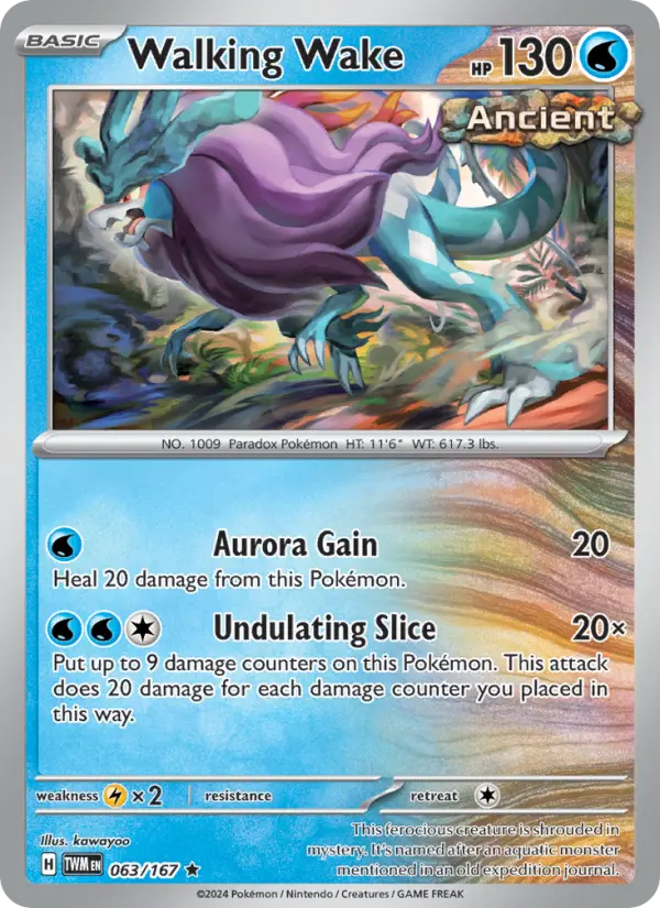 Walking Wake Rare Pokemon card #063 from Twilight Masquerade