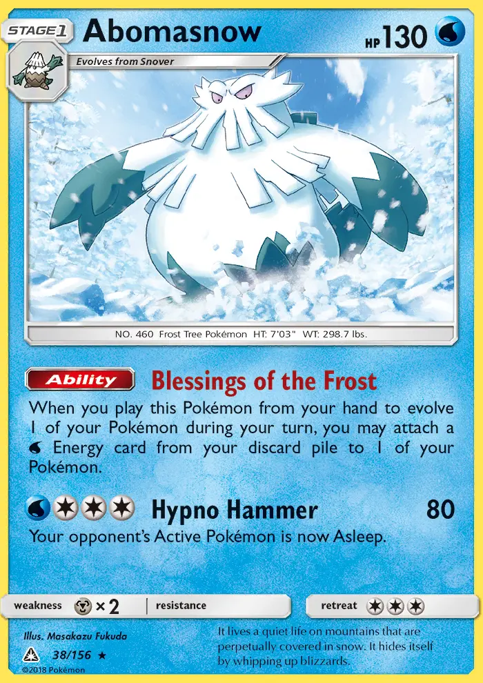 Abomasnow Rare Pokemon card #38 from Ultra Prism