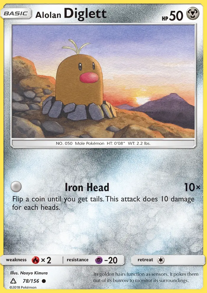 Alolan Diglett Common Pokemon card #78 from Ultra Prism