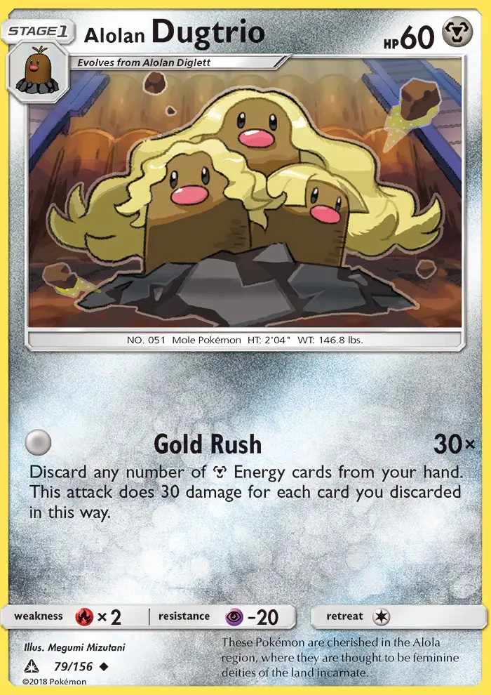 Alolan Dugtrio Uncommon Pokemon card #79 from Ultra Prism