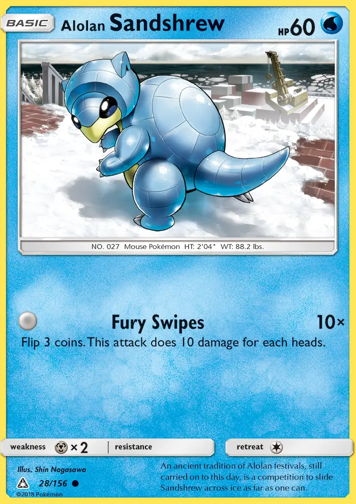 Alolan Sandshrew Common Pokemon card #28 from Ultra Prism