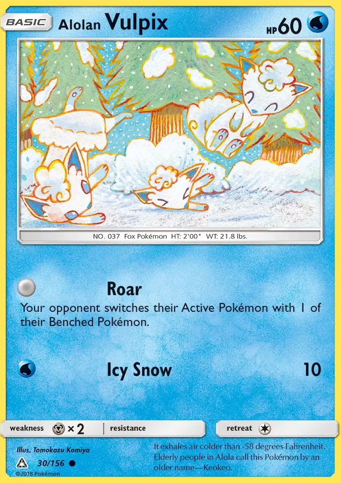 Alolan Vulpix Common Pokemon card #30 from Ultra Prism