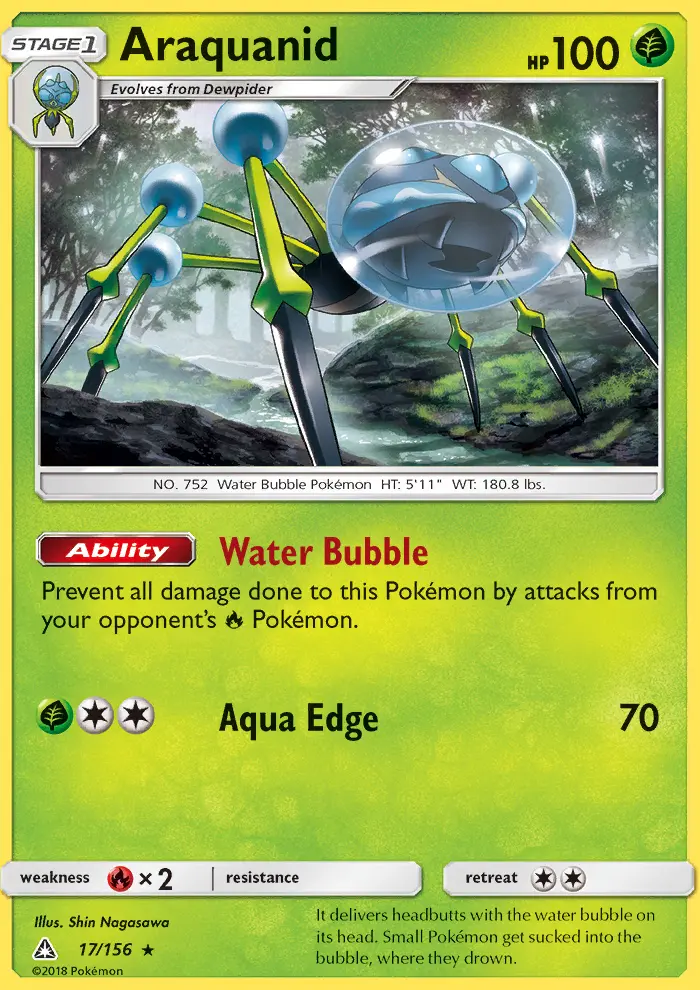 Araquanid Rare Pokemon card #17 from Ultra Prism