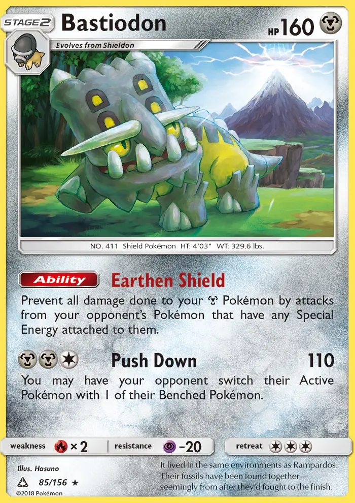 Bastiodon Rare Pokemon card #85 from Ultra Prism