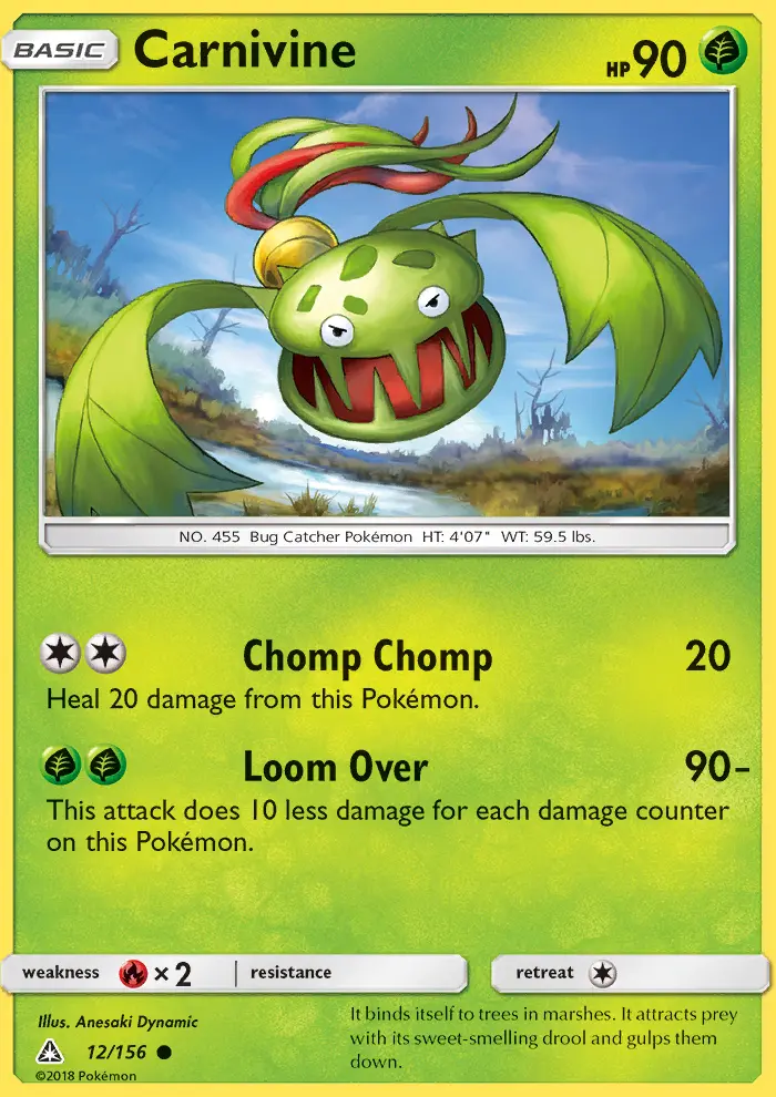 Carnivine Common Pokemon card #12 from Ultra Prism